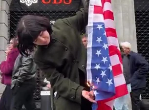 Burning the British flag