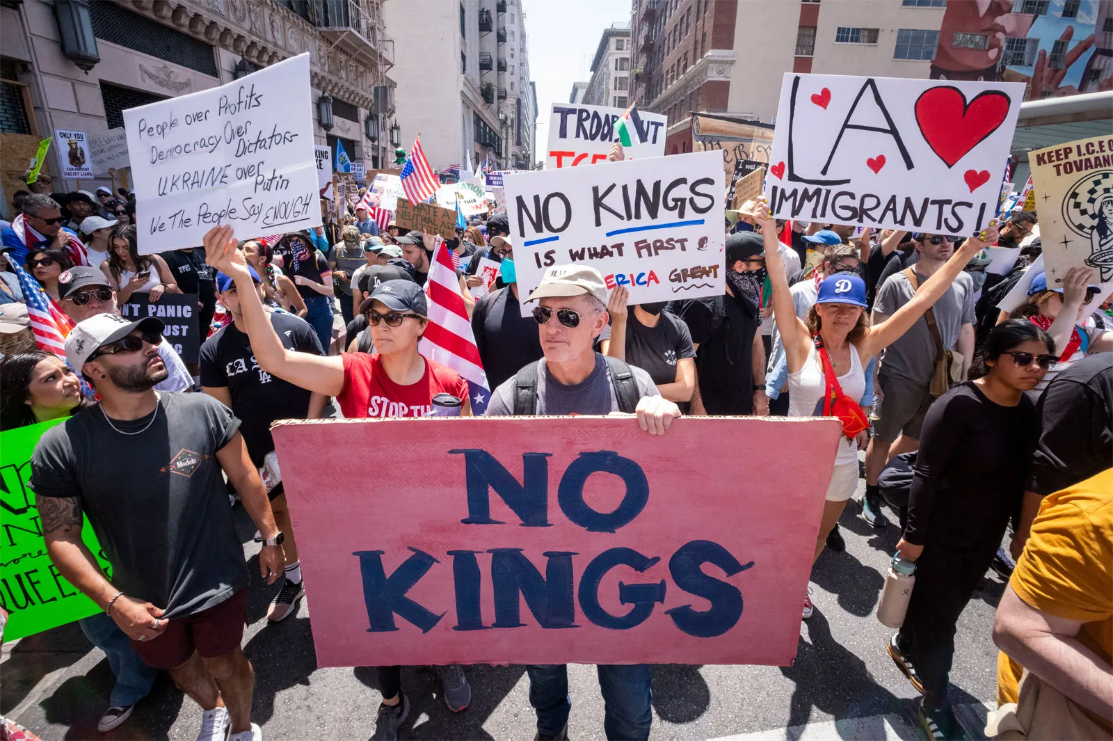 No kings rally downtown los angeles protest california june 14 2025 president trump miltary parade